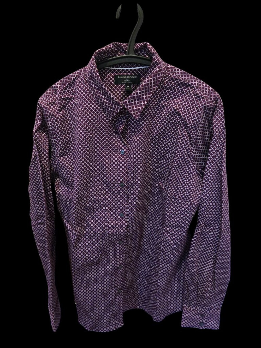 💜 Banana Republic Stretch-Cotton Hourglass Shirt – Purple Print (Size 14)